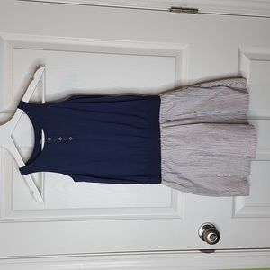 Gap Factory Navy Tank Dress With Striped Skirt, Size Girls Large
